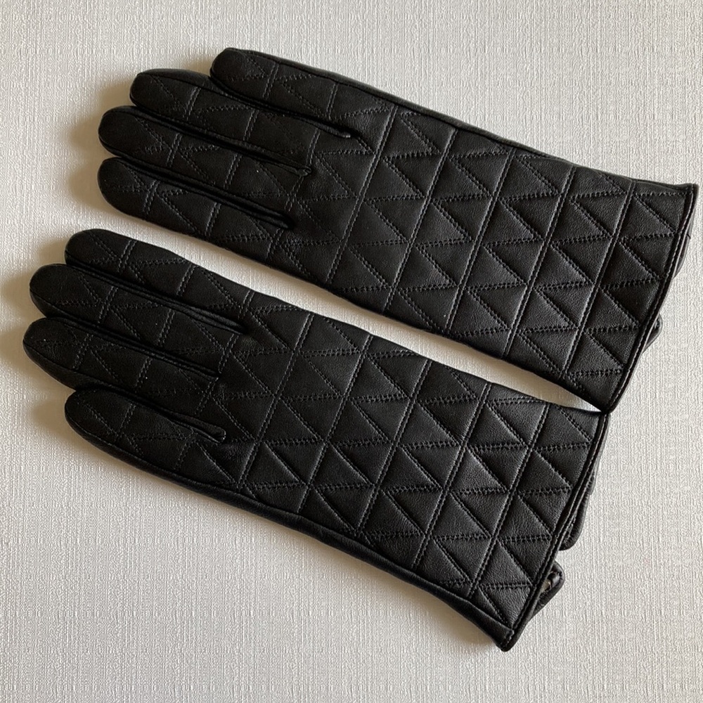 Kebesu Womens Genuine Leather Gloves Black Cashmere Lining Touchscreen Medium